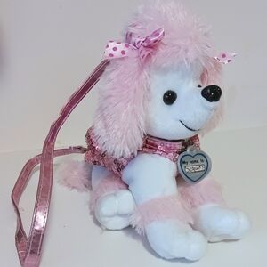 Plush Poodle Purse with Pink Sequins